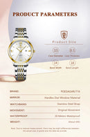 POEDAGAR Luxury Waterproof Stainless Steel Watch