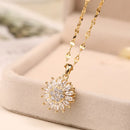 Double-layer stainless steel sunflower swivel necklaces