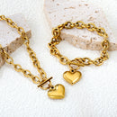 LUXUSTEEL Four Leaf Clover Chain Earrings and Pendant Set