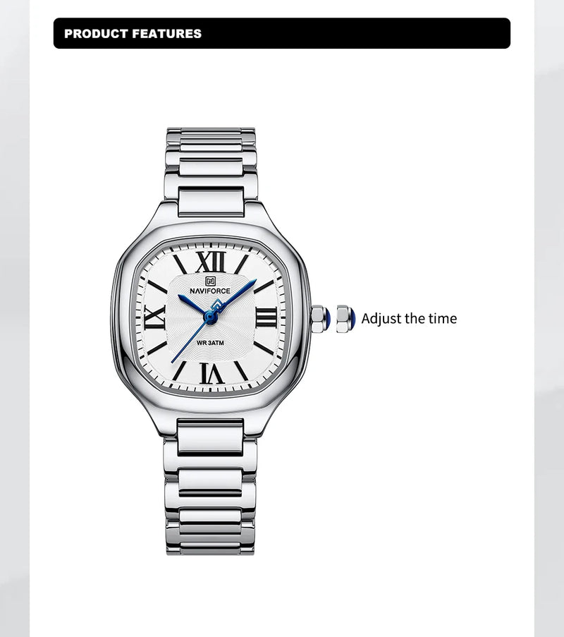 NAVIFORCE quartz watch with waterproof stainless steel strap