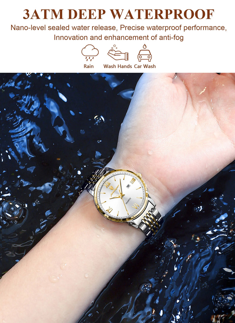 POEDAGAR Luxury Waterproof Stainless Steel Watch