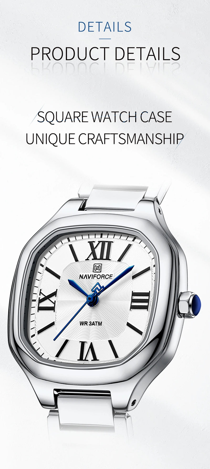 NAVIFORCE quartz watch with waterproof stainless steel strap