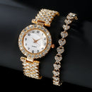 Luxury women's watch set with silver bracelet