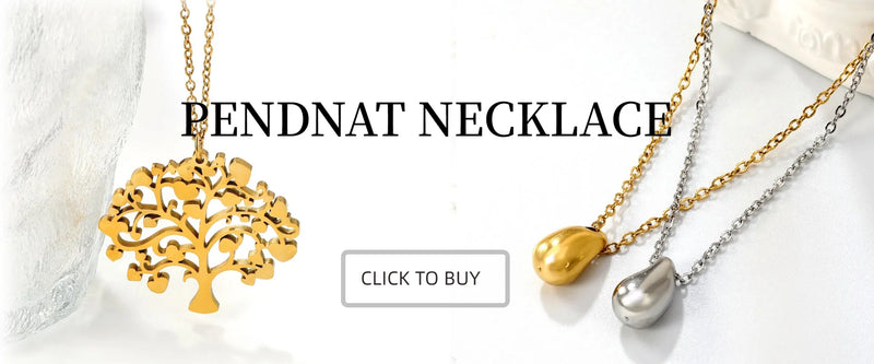 LUXUSTEEL Four Leaf Clover Chain Earrings and Pendant Set