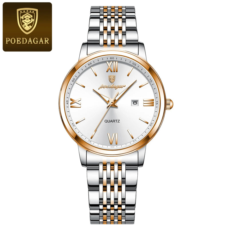 POEDAGAR Luxury Waterproof Stainless Steel Watch