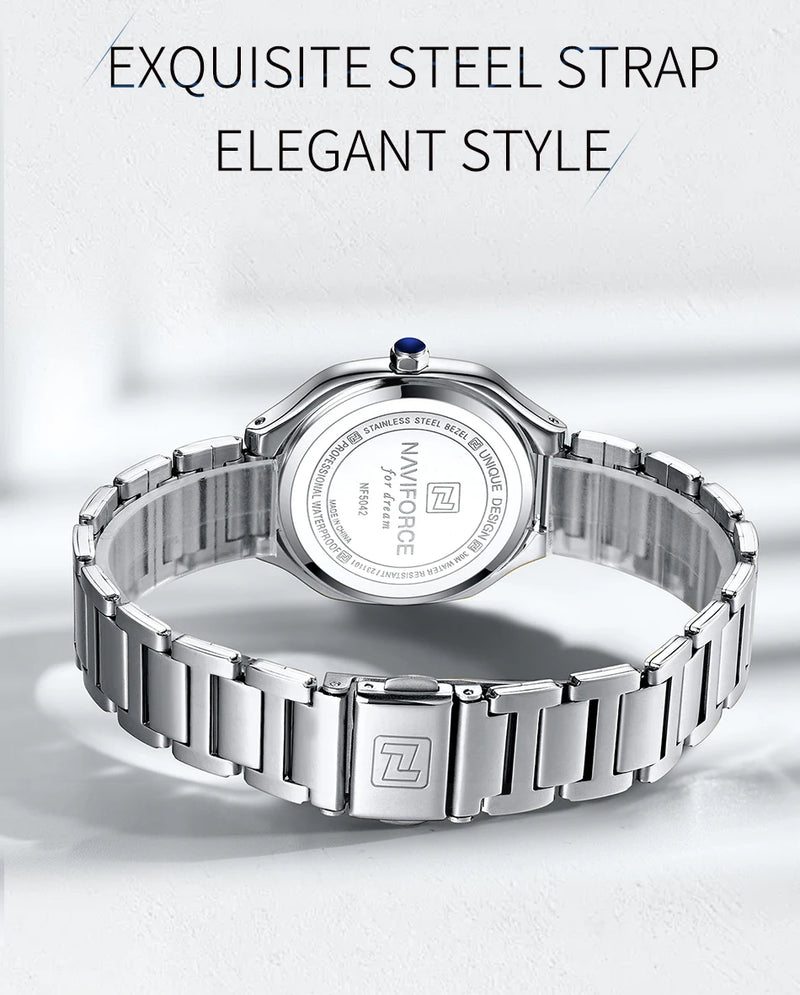 NAVIFORCE quartz watch with waterproof stainless steel strap