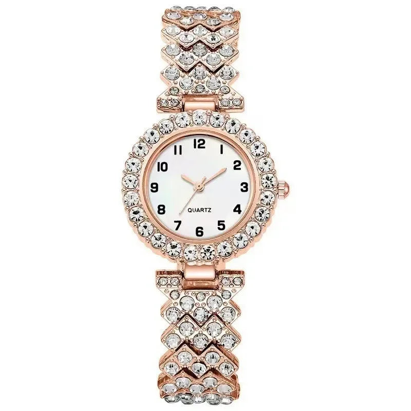 Luxury women's watch set with silver bracelet