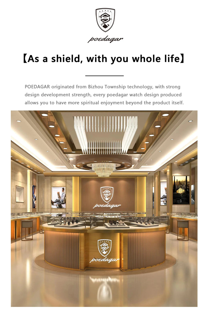 POEDAGAR Luxury Waterproof Stainless Steel Watch