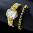 Luxury women's watch set with silver bracelet