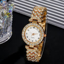 Luxury women's watch set with silver bracelet