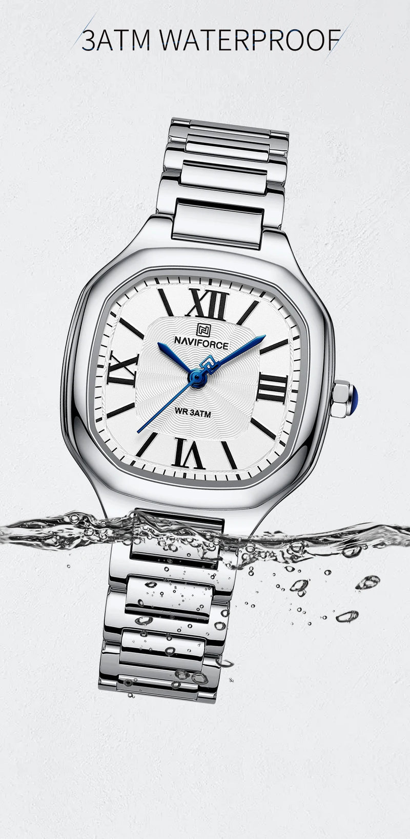 NAVIFORCE quartz watch with waterproof stainless steel strap