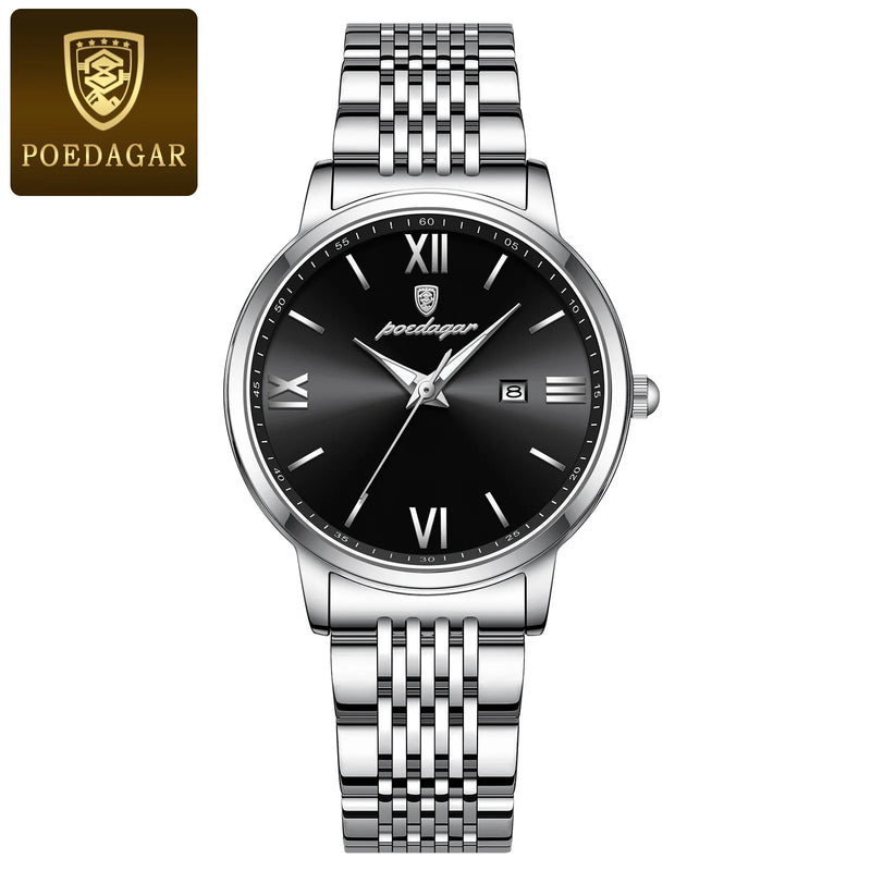 POEDAGAR Luxury Waterproof Stainless Steel Watch