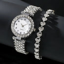 Luxury women's watch set with silver bracelet