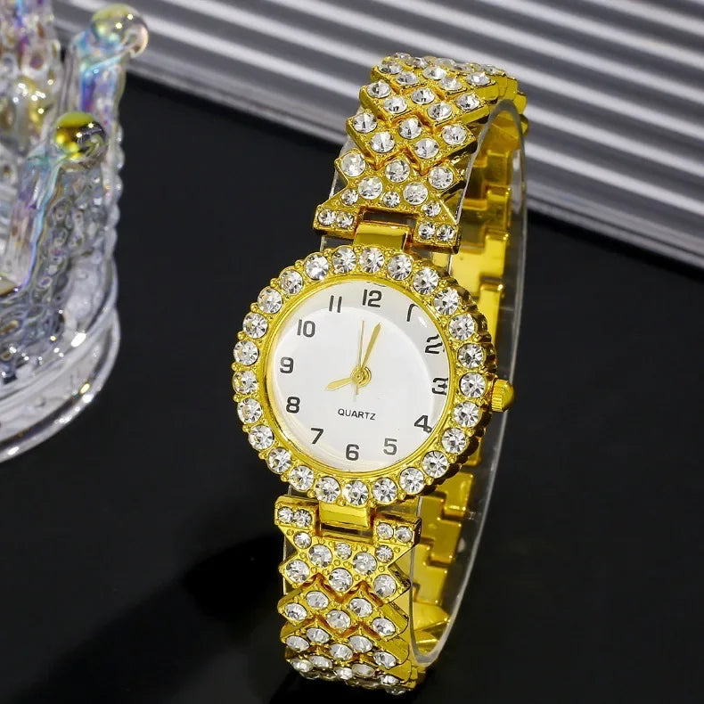 Luxury women's watch set with silver bracelet