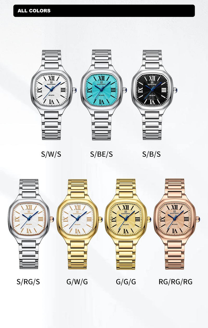NAVIFORCE quartz watch with waterproof stainless steel strap