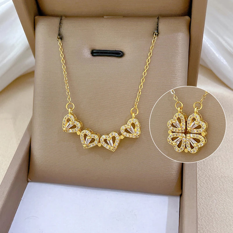 Stainless Steel Magnetic Love Pendant Necklace Clover