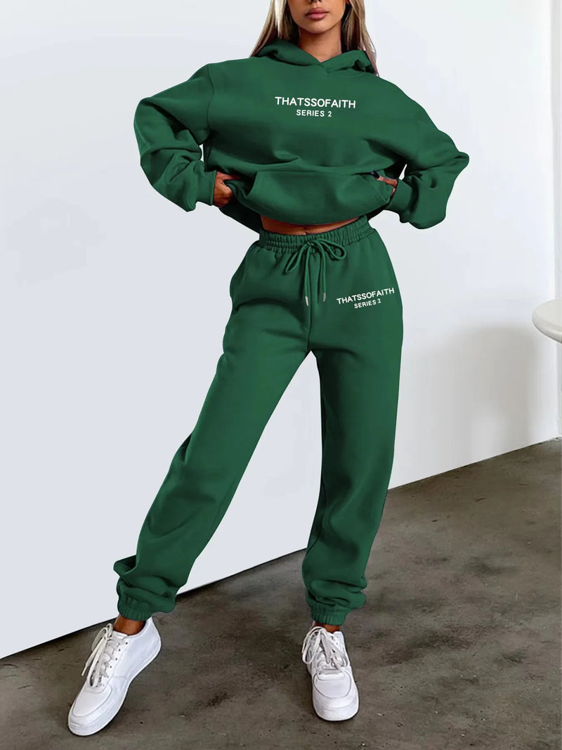 Two-piece set with hooded sweatshirt