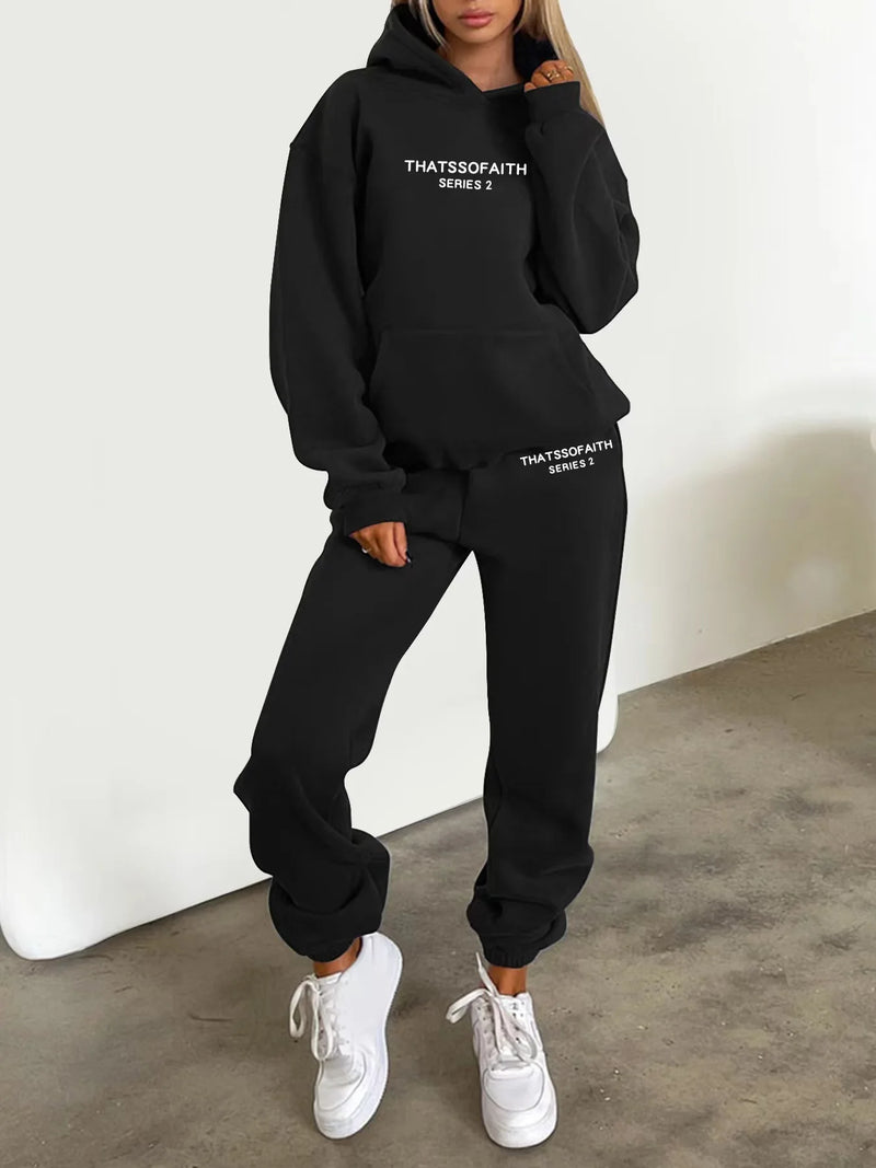 Two-piece set with hooded sweatshirt