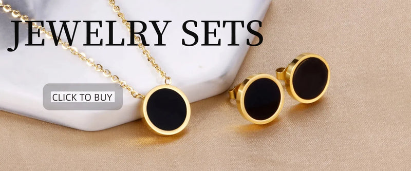 LUXUSTEEL Four Leaf Clover Chain Earrings and Pendant Set