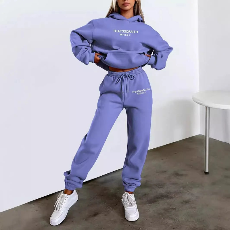 Two-piece set with hooded sweatshirt