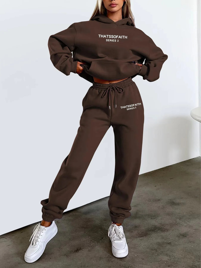 Two-piece set with hooded sweatshirt