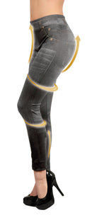 Set de 3 jeggins moldeadores con efecto jeans